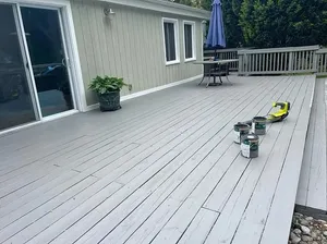 Deck cleaned, prepped, power washed, and stained